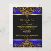 Elegant Elite Royal Blue Gold Black Birthday Kaart (Achterkant)