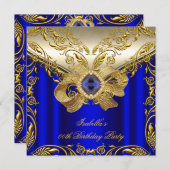Elegant Elite Royal Blue Gold Party 2 Kaart (Voorkant / Achterkant)
