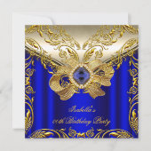 Elegant Elite Royal Blue Gold Party 2 Kaart (Voorkant)