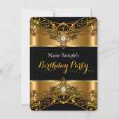 Elegant Elite Royal Gold Black Diamond Birthday Kaart (Voorkant)