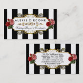 Elegant Elite Stripes |Gold Floral Wedding Planner Visitekaartje (Voorkant / Achterkant)