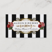Elegant Elite Stripes |Gold Floral Wedding Planner Visitekaartje (Voorkant)