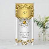 Elegant Elite White Jewel Gold Birthday Party Kaart (Staand voorkant)