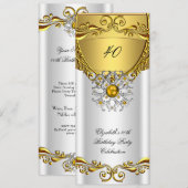 Elegant Elite White Jewel Gold Birthday Party Kaart (Voorkant / Achterkant)