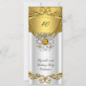 Elegant Elite White Jewel Gold Birthday Party Kaart (Voorkant)