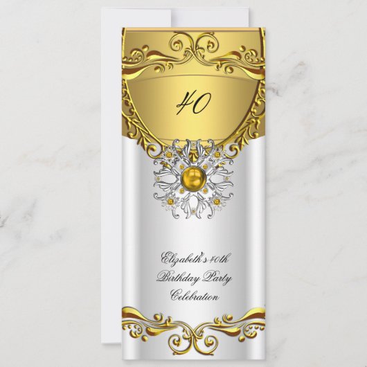 Elegant Elite White Jewel Gold Birthday Party Kaart (Voorkant)