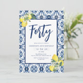 Elegant Elk jaar Lemon Mediterranean Tegel Birthda Kaart (Staand voorkant)