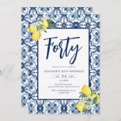 Elegant Elk jaar Lemon Mediterranean Tegel Birthda Kaart (Voorkant / Achterkant)