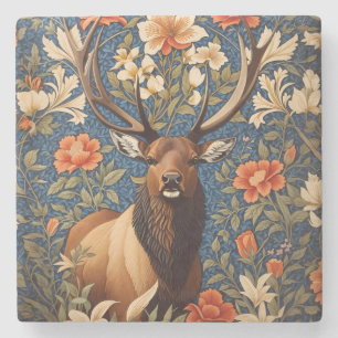 Elegant Elk William Morris Geïnspireerd Bloemen Stenen Onderzetter