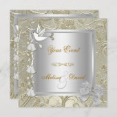 Elegant Elke gebeurtenis Gold Silver White Dove Da Kaart (Voorkant / Achterkant)