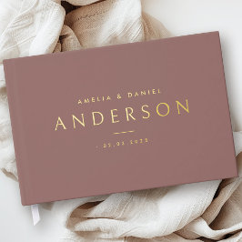 Elegant elke kleur bruiloft namen en datum echte f gastenboek