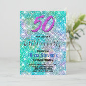 Elegant elke leeftijd iriserende blauwe regenboog kaart (Staand voorkant)