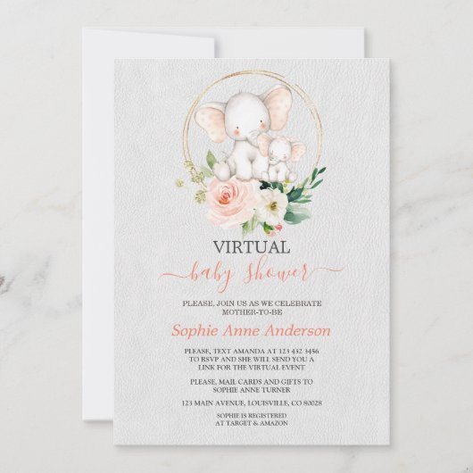 Elegant ellephant virtueel Baby shower per post Kaart (Voorkant)
