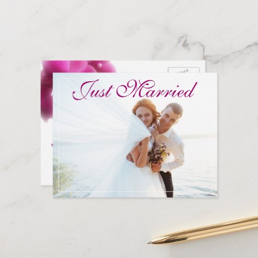 Elegant Elopement Bruiloft Aankondigingskaart (Voorkant / Achterkant in situ)