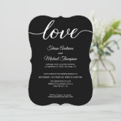 Elegant Elopement Wedding Reception Black White Kaart (Staand voorkant)