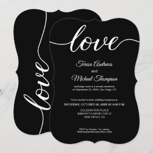 Elegant Elopement Wedding Reception Black White Kaart