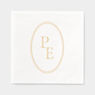 Elegant Embleem Dubbel Ovaal Luxe Modern Monogram Folie Servetten