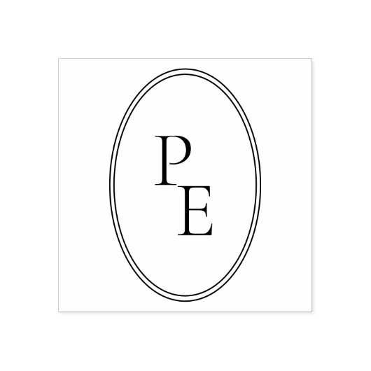 Elegant Embleem Dubbel Ovaal Luxe Modern Monogram Rubberstempel (Afrduk)