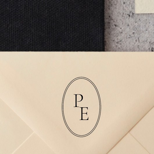 Elegant Embleem Dubbel Ovaal Luxe Modern Monogram Zelfinktende Stempel