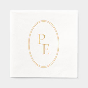 Elegant Embleem Dubbel Ovaal Luxe Moderne Monogram Folie Servetten