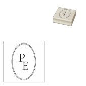 Elegant Embleem Dubbele Ovaal Luxe Moderne Monogra Rubberstempel (Gestempeld)
