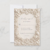 Elegant Embossed Floral Wedding Response Cards Kaart (Voorkant)