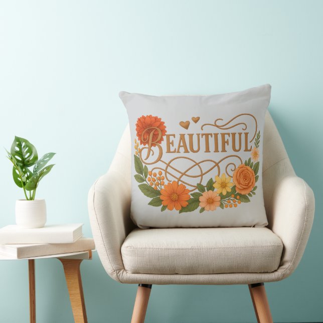 Elegant Embroidered Style Throw Pillow Kussen (Stoel)