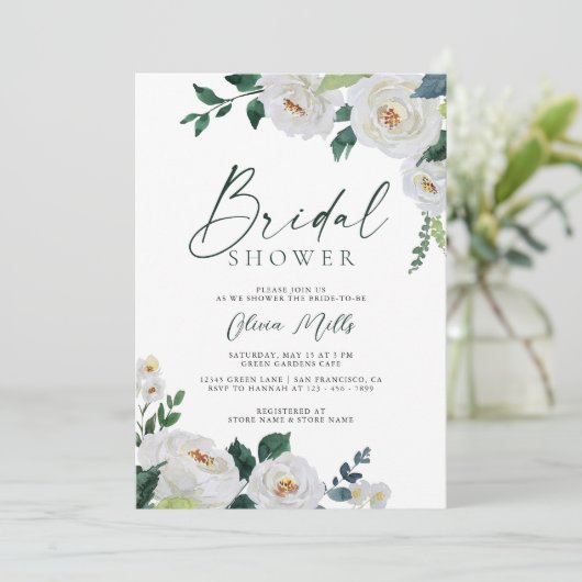 Elegant Emeral Ivory White Floral Vrijgezellenfees Kaart (Staand voorkant)