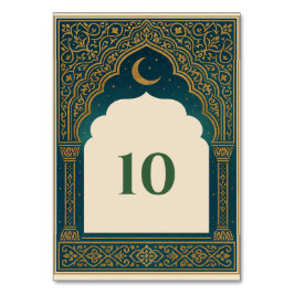 Elegant Emerald and Gold Arch Wedding Table Number Kaart