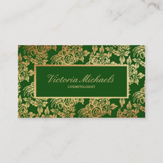 Elegant Emerald and Gold Foil Visitekaartje (Voorkant)