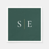 Elegant Emerald and Gold Monogram Minimalist Servet (Voorkant)