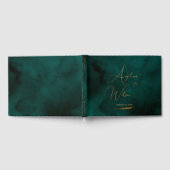 Elegant Emerald and Gold Script Wedding Gastenboek (Volledig)
