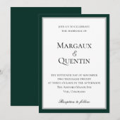 Elegant Emerald and Silver Wedding Invitation Kaart (Voorkant / Achterkant)
