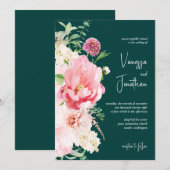 Elegant Emerald Blush Floral voornaam Dark Moody Kaart (Voorkant / Achterkant)