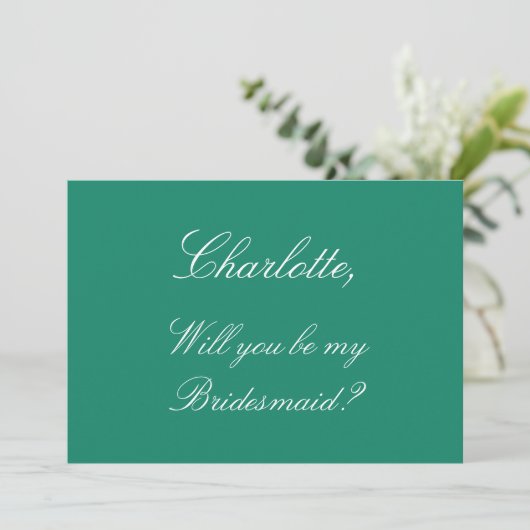 Elegant Emerald Bridesmaid-voorstel Uitnodiging (Staand voorkant)