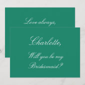 Elegant Emerald Bridesmaid-voorstel Uitnodiging (Voorkant / Achterkant)