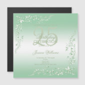 Elegant Emerald Decoration 25th Birthday Magnetische Uitnodiging (Voorkant / Achterkant)