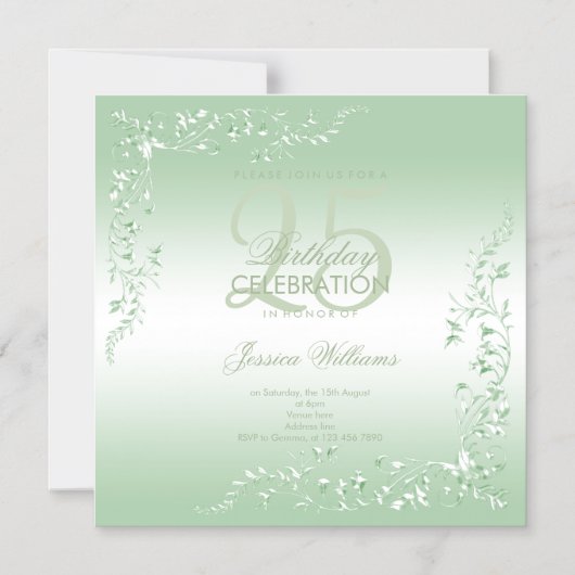 Elegant Emerald Decoration 25th Birthday Magnetische Uitnodiging (Voorkant)