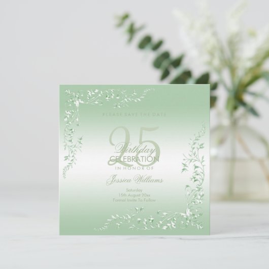 Elegant Emerald Decoration 25th Birthday Save The Date (Staand voorkant)