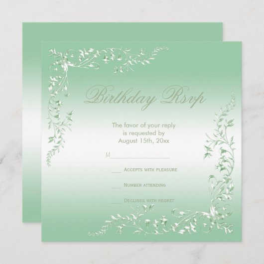 Elegant Emerald Decoration Birthday RSVP (Voorkant / Achterkant)