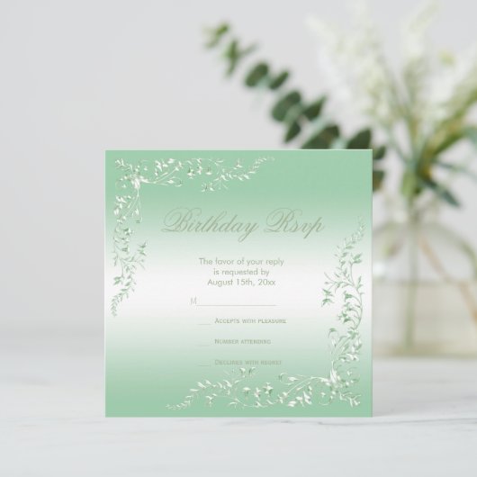 Elegant Emerald Decoration Birthday RSVP (Staand voorkant)