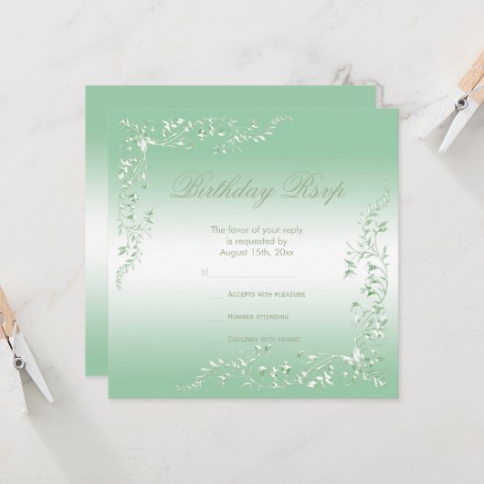 Elegant Emerald Decoration Birthday RSVP (Voorkant / Achterkant in situ)