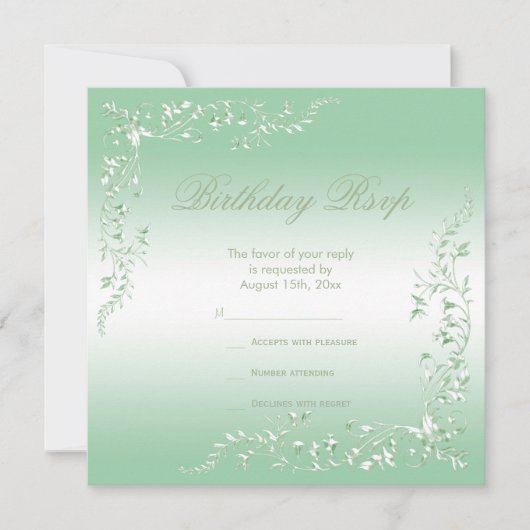 Elegant Emerald Decoration Birthday RSVP (Voorkant)