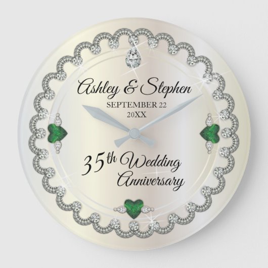 Elegant Emerald Diamonds 35th Wedding Jubileum Grote Klok (Voorkant)