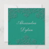 Elegant emerald floral swirls bruiloft kaart (Achterkant)