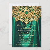 Elegant Emerald gems Gold Lace Damask Birthday Kaart (Achterkant)