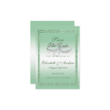 Elegant Emerald Glitter & Silver Wedding Rings