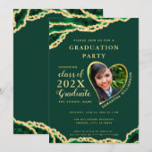Elegant Emerald & Gold Agate 2025 Foto Afstuderen Kaart (Voorkant / Achterkant)