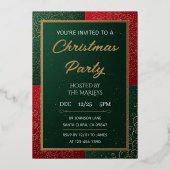 Elegant Emerald Gold Christmas Invitation Folie Uitnodiging (Voorkant)
