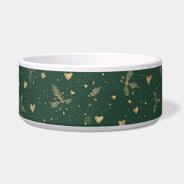 Elegant Emerald & Gold Dog Bowl – Classy Holiday Voerbakje